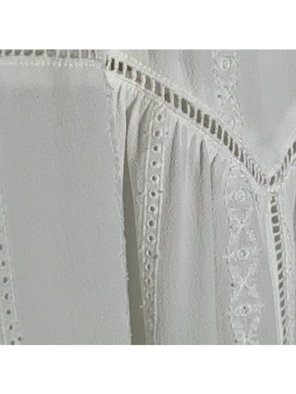 Leith Womens Small White Eyelet Lace Tiered Blouse Casual Top - Picture 11 of 11